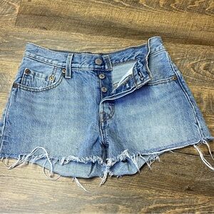Levi's 501 Denim Cut Off Jean Shorts Women's Size 24 Raw Hem Booty Button Fly
